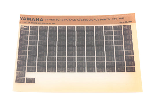 OEM Yamaha WE049-154 1984 Venture Royale XVZ12DL/DKC2 Parts List Microfiche Rev:5/29/1984