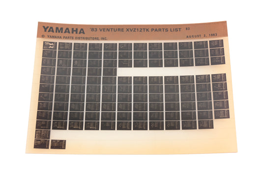 OEM Yamaha WE049-156 1983 Venture XVZ12TK Parts List Microfiche Rev:8/2/1983