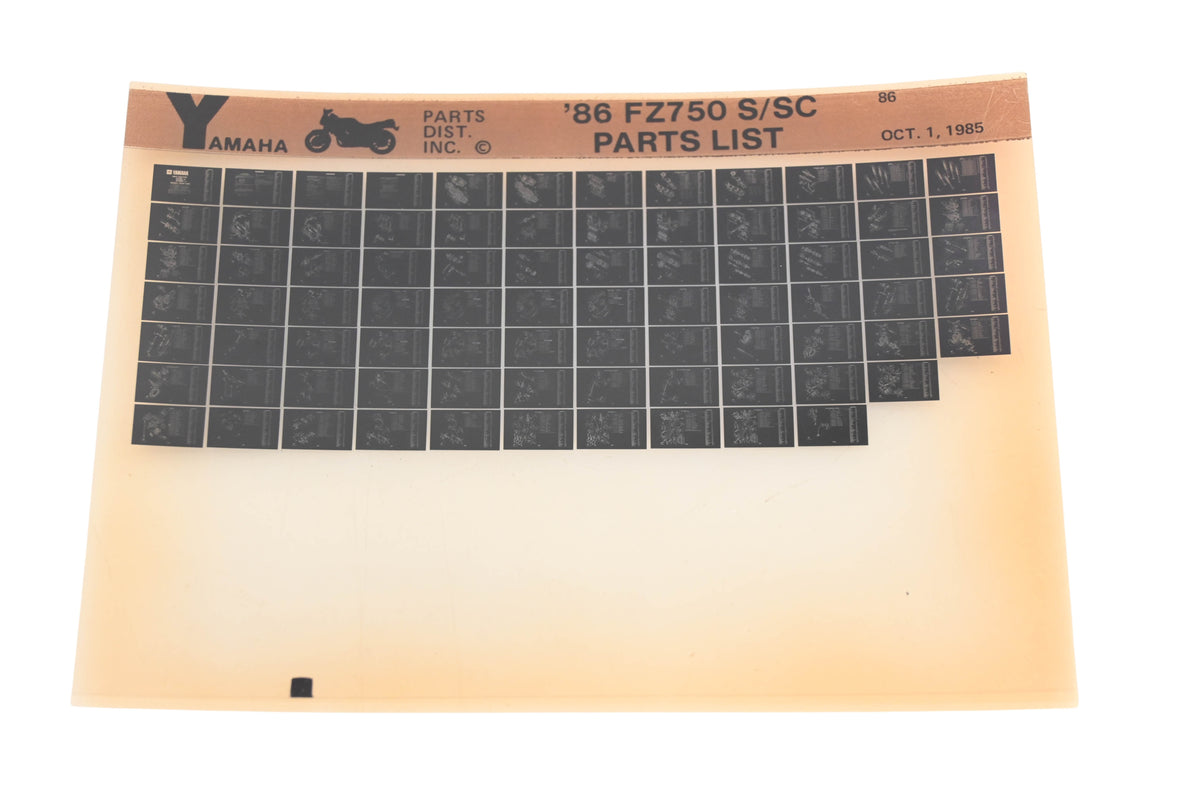 OEM Yamaha WE049-138 1986 FZ750 S/SC Parts List Microfiche Rev:10/1/1985