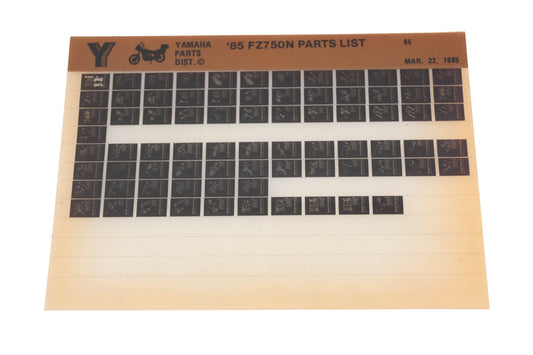 OEM Yamaha WE049-139 1985 FZ750N Parts List Microfiche Rev:3/22/1985