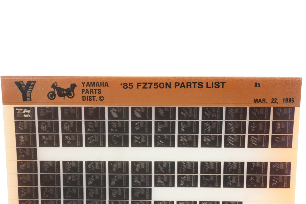 OEM Yamaha WE049-139 1985 FZ750N Parts List Microfiche Rev:3/22/1985
