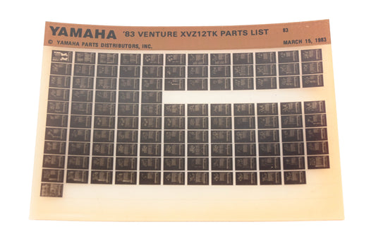 OEM Yamaha WE049-157 1983 Venture XVZ12TK Parts List Microfiche Rev:3/15/1983