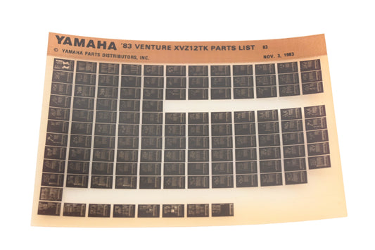 OEM Yamaha WE049-158 1983 Venture XVZ12TK Parts List Microfiche Rev:11/3/1983