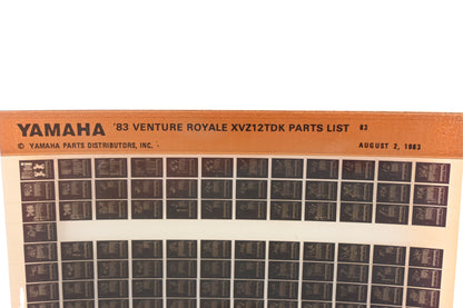 OEM Yamaha WE049-160 1983 Venture Royale XVZ12TDK Parts List Microfiche Rev:8/2/1983