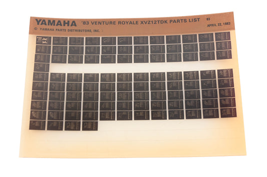 OEM Yamaha WE050-94 1983 Venture Royale XVZ12TDK Parts List Microfiche Rev:4/22/1983