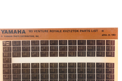OEM Yamaha WE050-94 1983 Venture Royale XVZ12TDK Parts List Microfiche Rev:4/22/1983