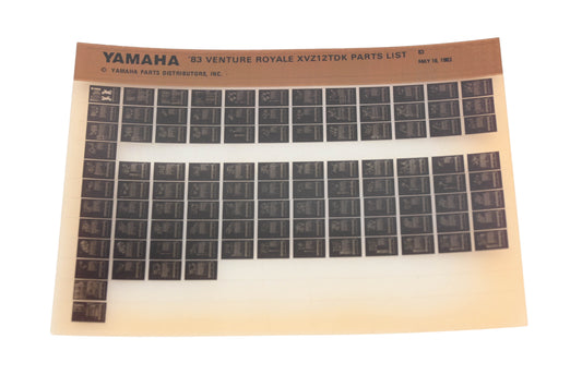 OEM Yamaha WE050-95 1983 Venture Royale XVZ12TDK Parts List Microfiche Rev:5/16/1983