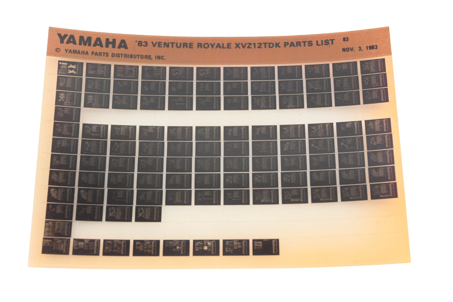 OEM Yamaha WE050-96 1983 Venture Royale XVZ12TDK Parts List Microfiche Rev:11/3/1983