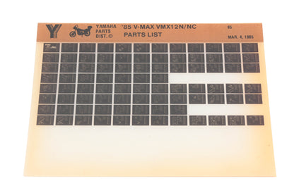 OEM Yamaha WE050-97 1985 V-Max VMX12N/NC Parts List Microfiche Rev:3/4/1985