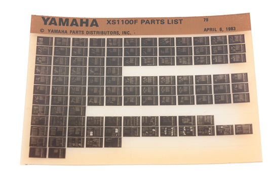 OEM Yamaha WE050-101 1979 XS1100F Parts List Microfiche Rev:4/6/1983