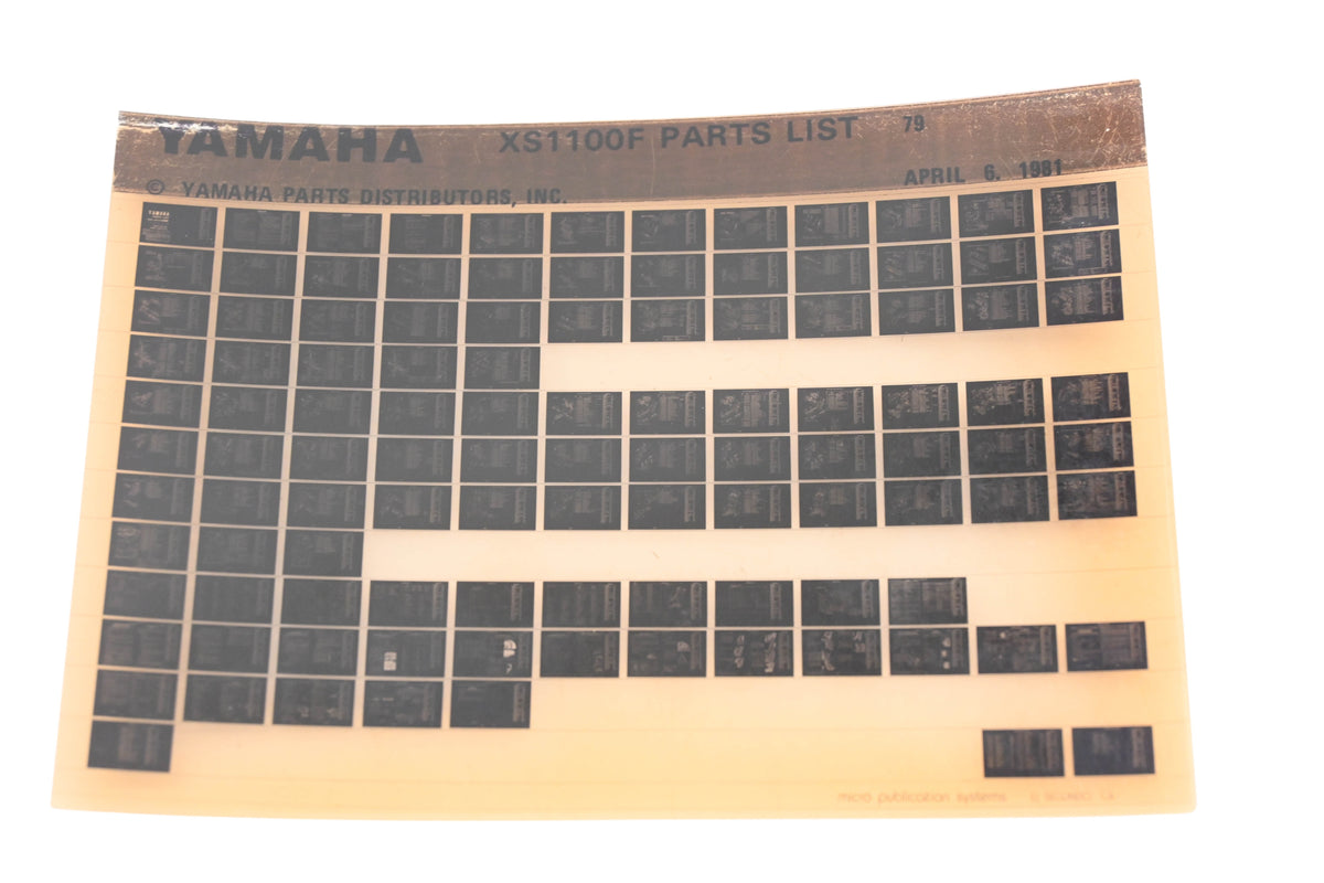 OEM Yamaha WE050-102 1979 XS1100F Parts List Microfiche Rev:4/6/1981