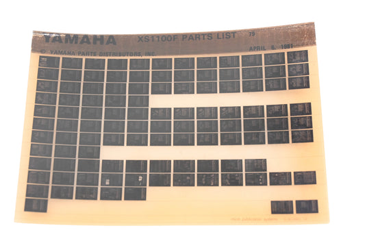 OEM Yamaha WE050-102 1979 XS1100F Parts List Microfiche Rev:4/6/1981