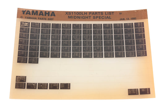 OEM Yamaha WE050-103 XS1100LH Midnight Special Parts List Microfiche Rev:1/12/1982