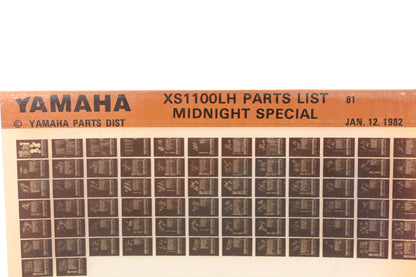 OEM Yamaha WE050-103 XS1100LH Midnight Special Parts List Microfiche Rev:1/12/1982