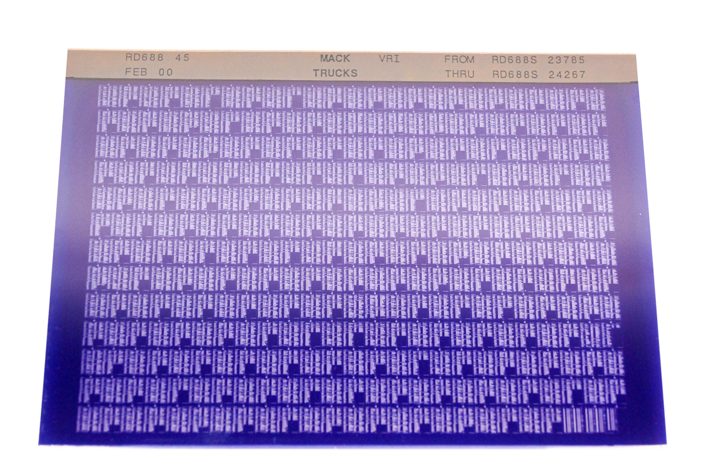 Mack RD688 45 RD688S23785 - RD688S24267 VRI Microfiche NOS