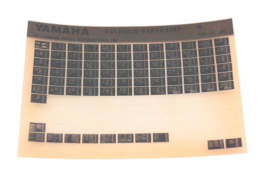 OEM Yamaha WE050-105 XS1100LG Parts List Microfiche Rev:8/27/1981