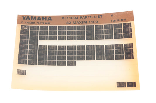 OEM Yamaha WE050-106 1982 XJ1100J Maxim 1100 Parts List Microfiche Rev:2/10/1982