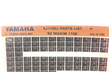 OEM Yamaha WE050-106 1982 XJ1100J Maxim 1100 Parts List Microfiche Rev:2/10/1982