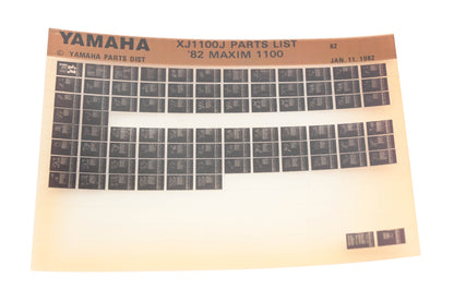 OEM Yamaha WE050-107 1982 XJ1100J Maxim 1100 Parts List Microfiche Rev:1/11/1982