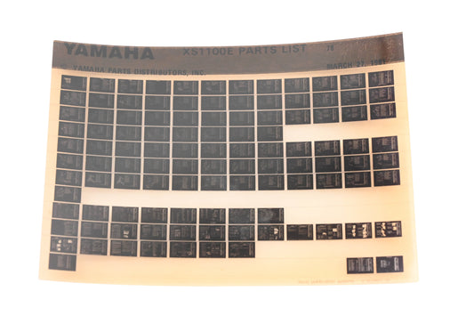 OEM Yamaha WE050-108 1978 XS1100E Parts List Microfiche Rev:3/27/1981