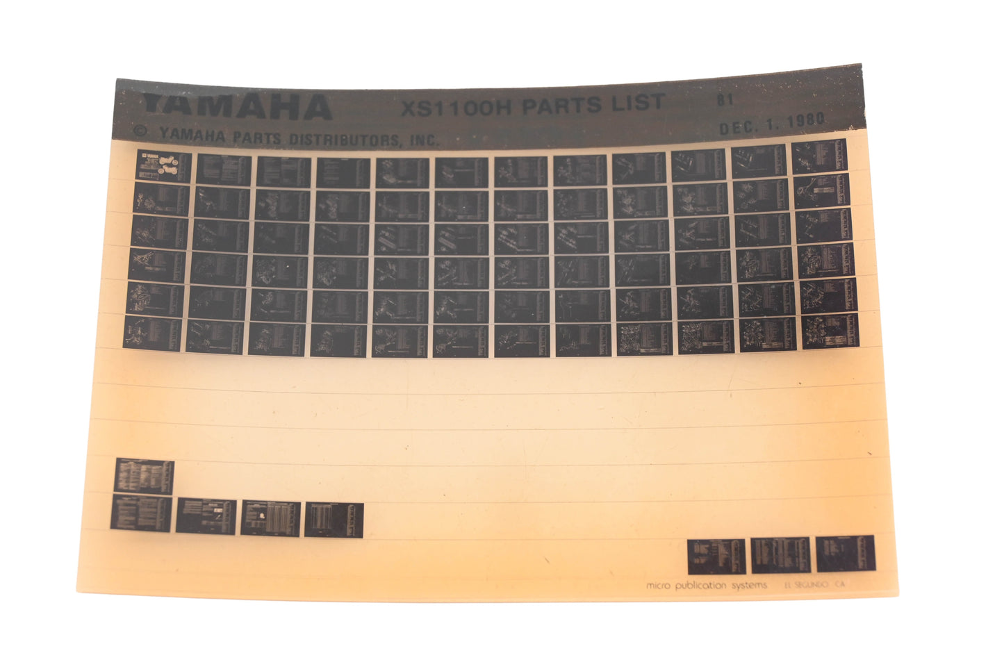 OEM Yamaha WE050-109 1981 XS1100H Parts List MicroficheRev:12/1/1980