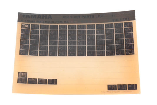 OEM Yamaha WE050-109 1981 XS1100H Parts List MicroficheRev:12/1/1980