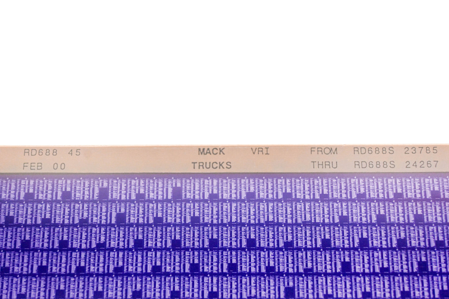 Mack RD688 45 RD688S23785 - RD688S24267 VRI Microfiche NOS
