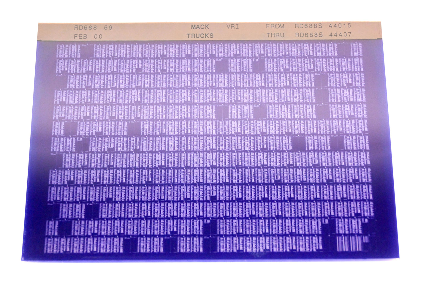 Mack RD688 69 RD688S44015 - RD688S44407 VRI Microfiche NOS