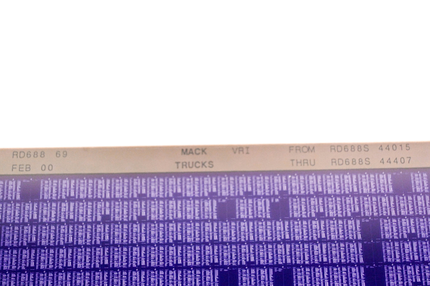 Mack RD688 69 RD688S44015 - RD688S44407 VRI Microfiche NOS