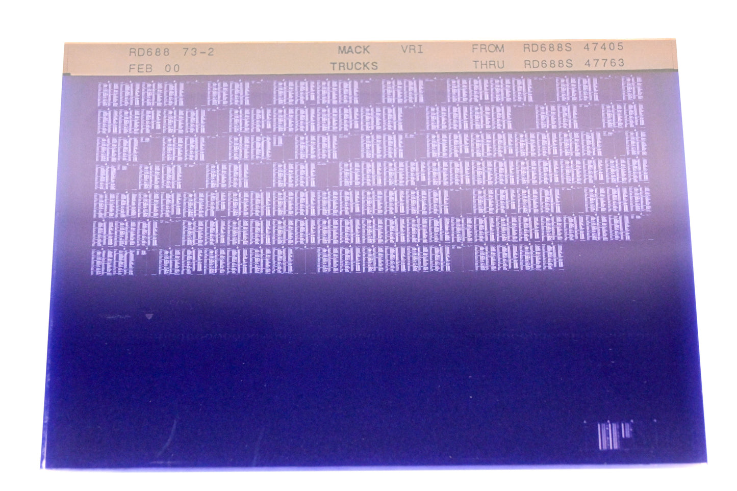 Mack RD688 73-2 RD688S47405 - ED688S47763 VRI Microfiche NOS