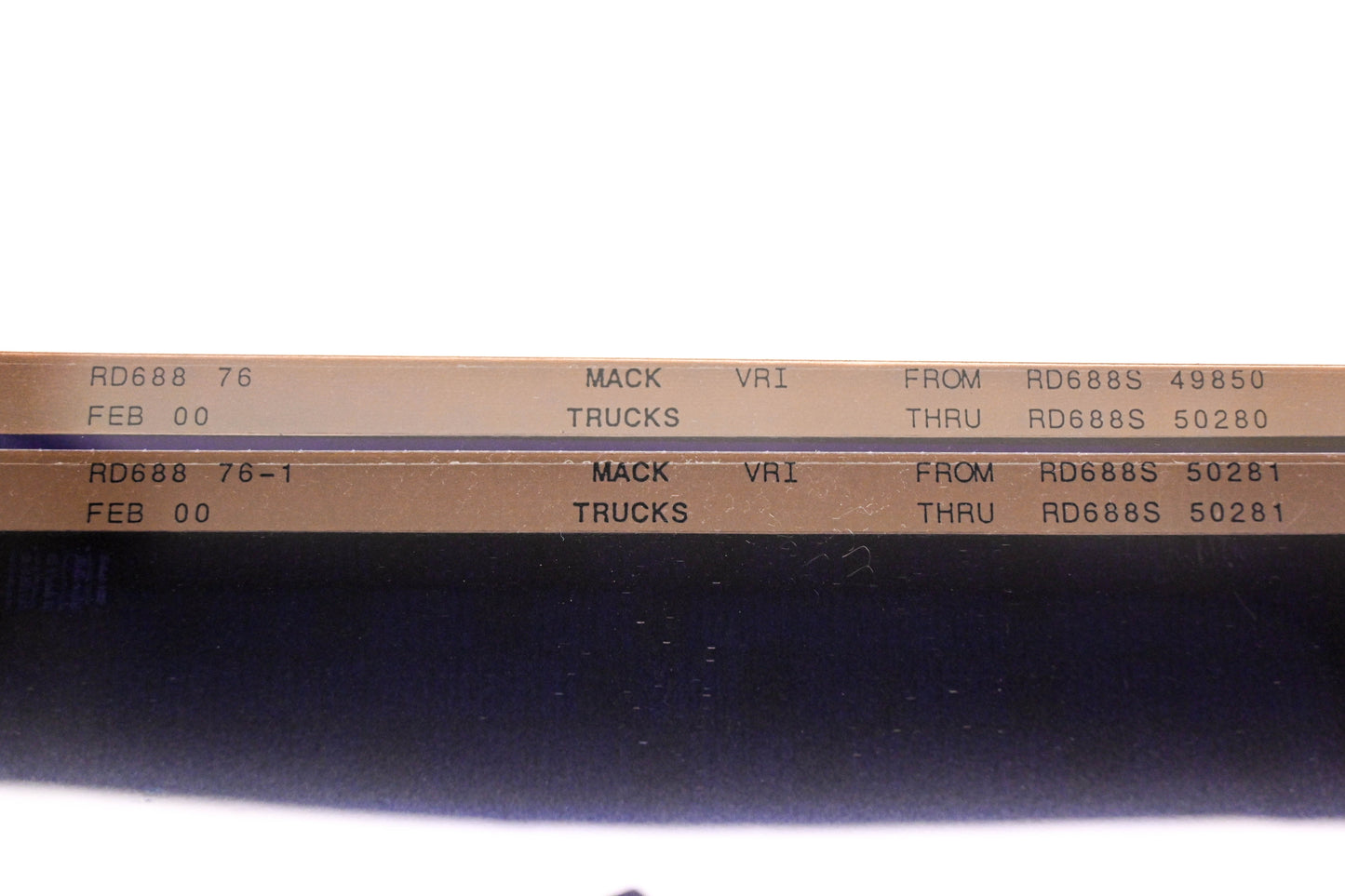 Mack RD688 76, RD688 76-1 RD688S49850 - RD688S50281 VRI Microfiche Lot of 2 NOS