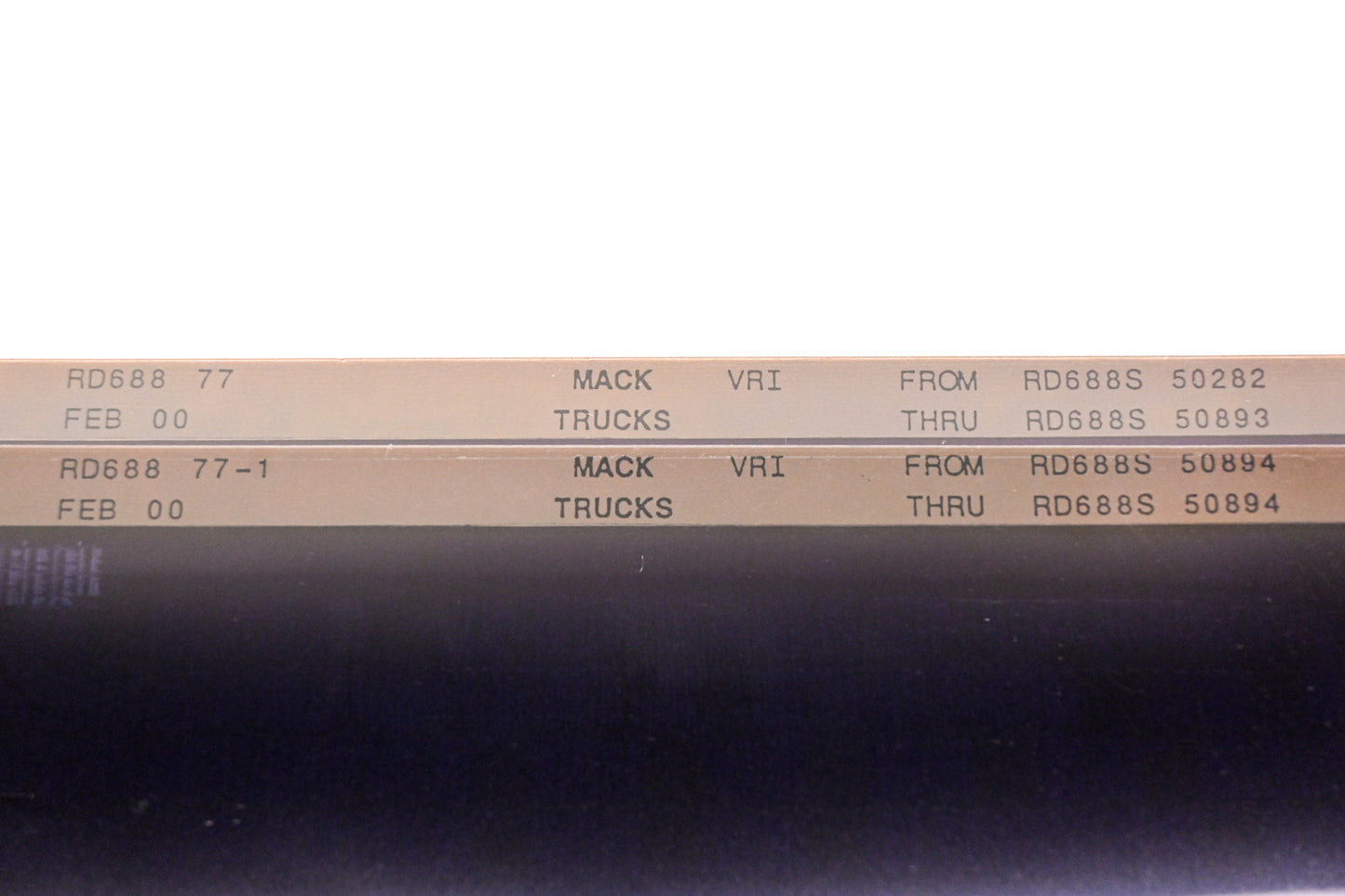 Mack RD688 77, RD688 77-1 RD688S50282 - RD688S50894 VRI Microfiche Lot of 2 NOS