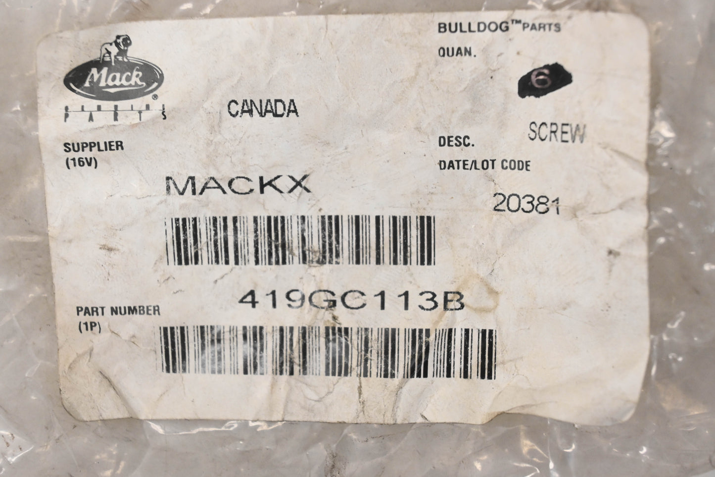 Mack 419GC113B Crankshaft Bolt NOS