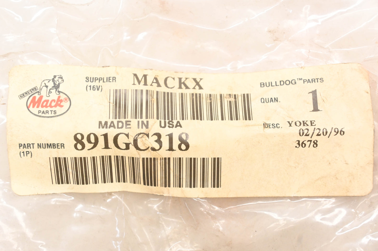 Mack 891GC318 Valve Yoke NOS