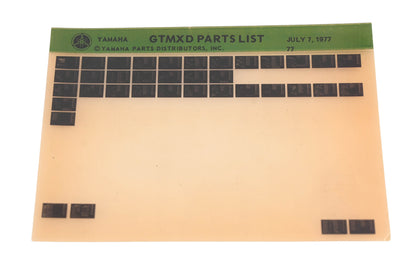 OEM Yamaha WE050-111 1977 GTMXD Parts List Microfiche Rev:7/7/1977