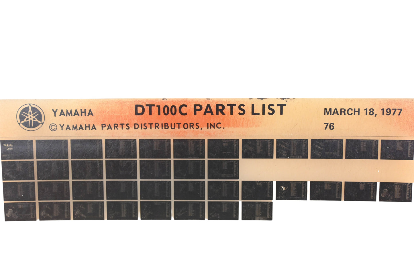OEM Yamaha WE050-112 1976 DT100C Parts List Microfiche Rev:3/18/77