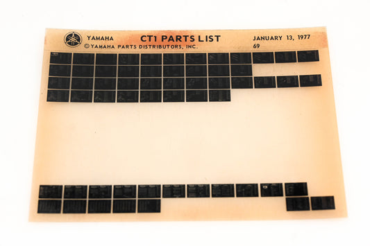 OEM Yamaha WE050-113 1969 CT1 Parts List Microfiche Rev:1/13/1977