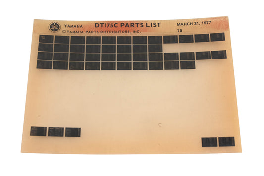 OEM Yamaha WE050-114 1976 DT175C Parts List Microfiche Rev:3/31/1977