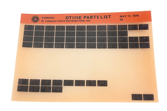 OEM Yamaha WE050-115 1978 DT175E Parts List Microfiche Rev:5/17/1978