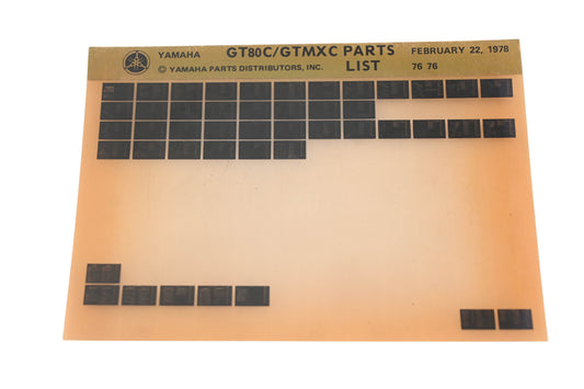 OEM Yamaha WE050-116 1976 GT80C/GTMXC Parts List Microfiche Rev:2/22/1978