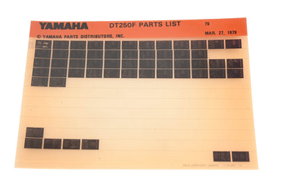 OEM Yamaha WE050-117 1979 DT250F Parts List Microfiche Rev:3/27/1979