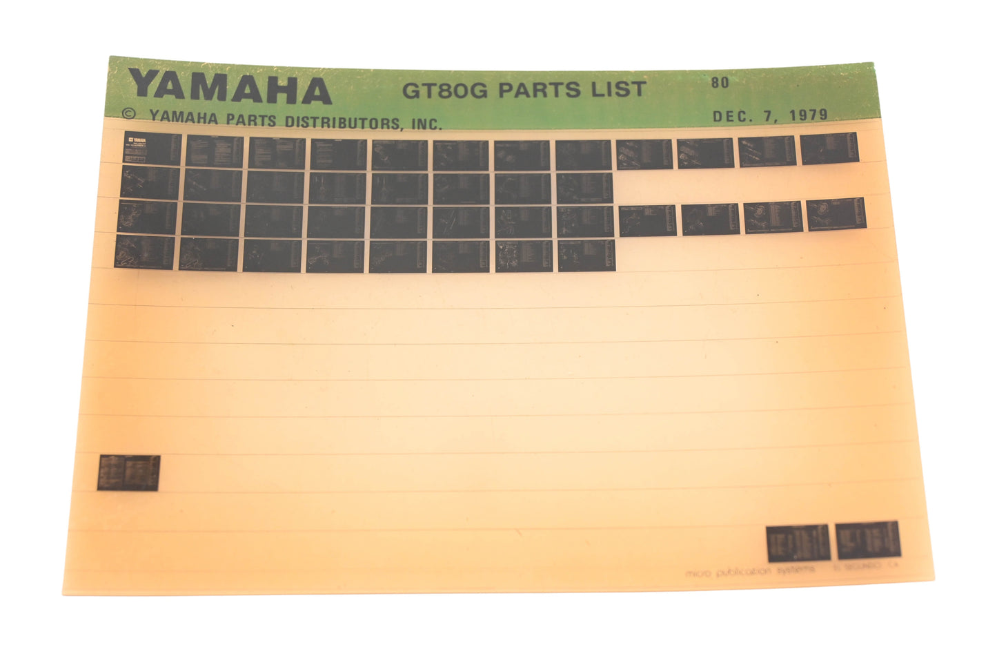 OEM Yamaha WE050-118 1980 GT80G Parts List Microfiche Rev:12/7/1979