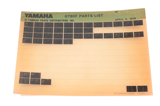 OEM Yamaha WE050-119 1979 GT80F Parts List Microfiche Rev:4/5/1979