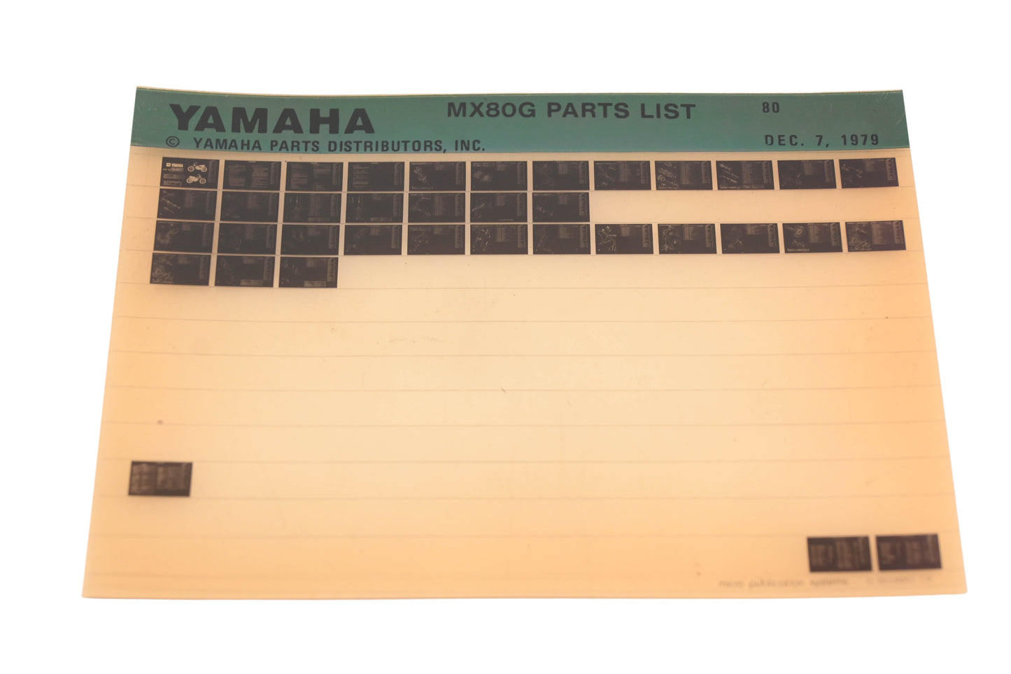 OEM Yamaha WE050-120 1980 MX80G Parts List Microfiche Rev:12/7/1979
