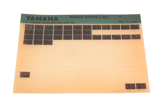 OEM Yamaha WE050-120 1980 MX80G Parts List Microfiche Rev:12/7/1979