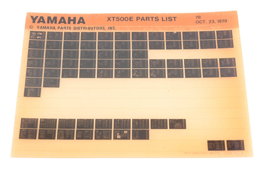 OEM Yamaha WE050-121 1978 XT500E Parts List Microfiche Rev:10/23/1979