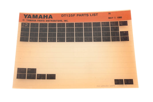 OEM Yamaha WE050-124 1979 DT125F Parts List Microfiche Rev:5/7/1980