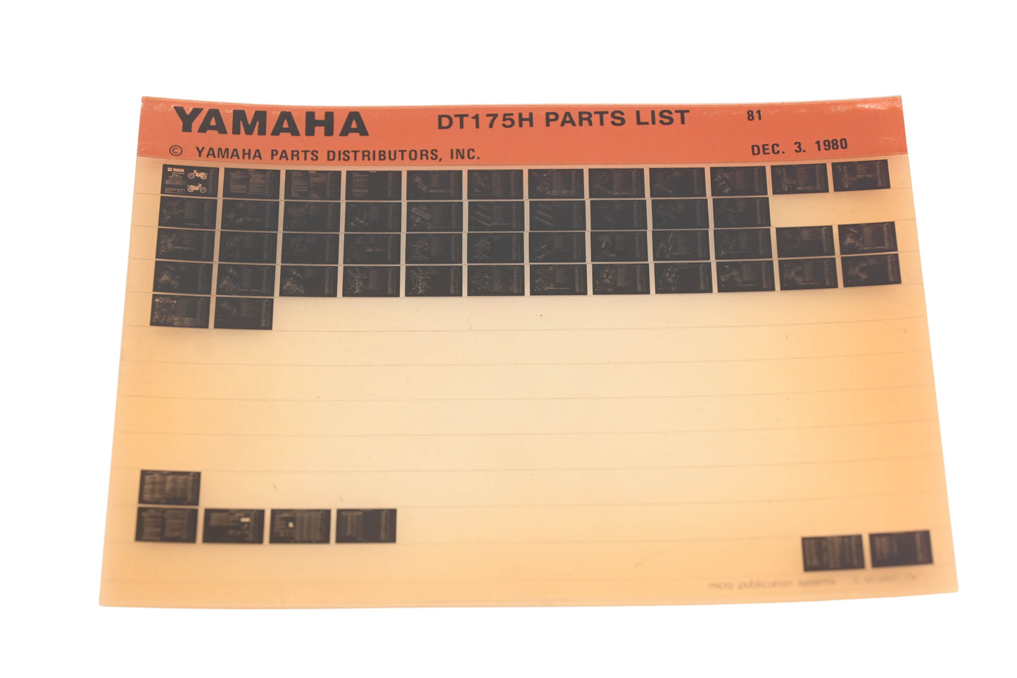 OEM Yamaha WE050-125 1981 DT175H Parts List Microfiche Rev:12/3/1980