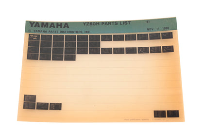 OEM Yamaha WE050-126 1981 YZ60H Parts List Microfiche Rev:11/11/1980