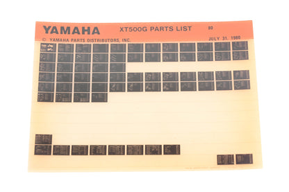 OEM Yamaha WE050-128 1980 XT500G Parts List Microfiche Rev:7/31/1980